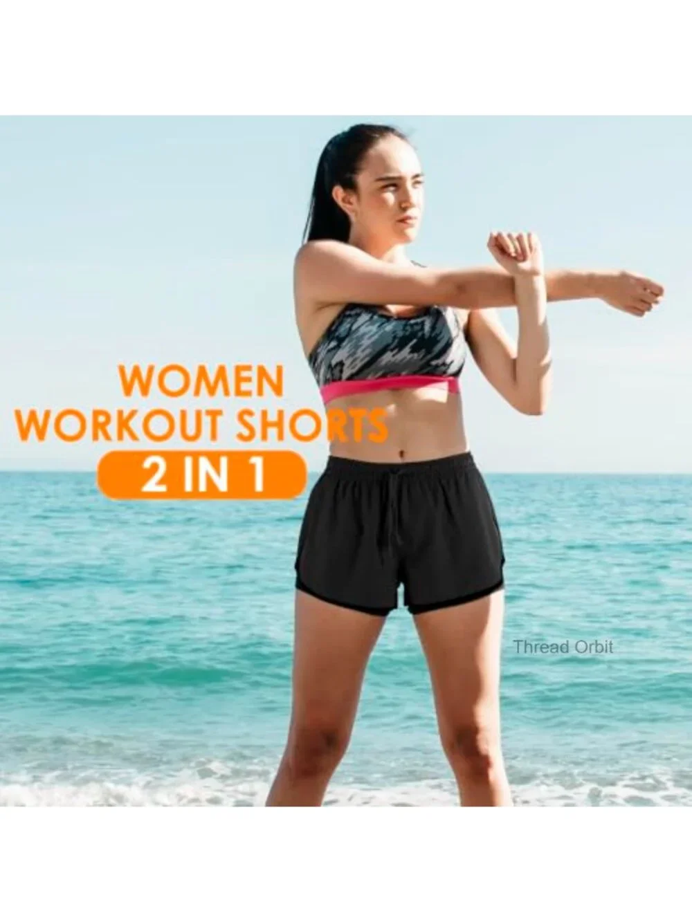 2-in-1 Running Shorts with Liner Pocket High-Waisted Drawstring
